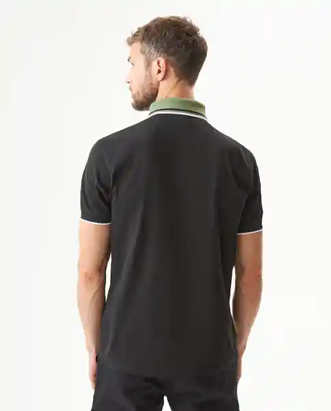 Camiseta Contrast Polo Neck Negro Sombrio T L Chevignon