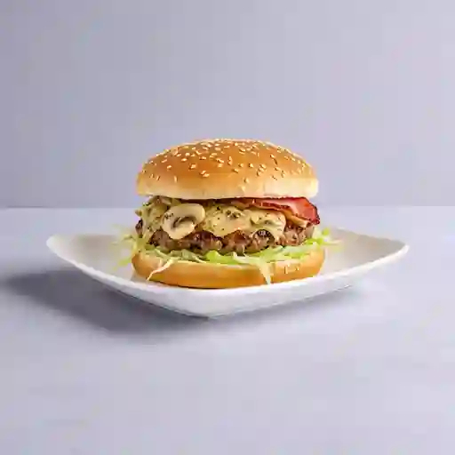 Hamburguesa con Tocineta y Champiñón