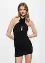 Vestido Pita Negro Talla S Mujer Mango