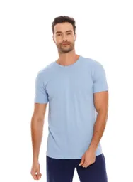 Camiseta Manga Corta Azul Cuello Redondo Bronzini