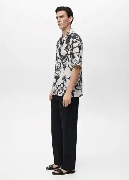 Camisa Pavone Negro Talla S Hombre Mango