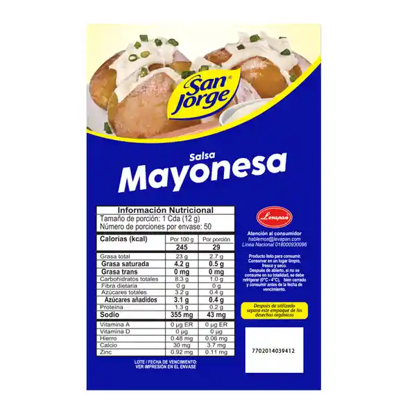 Salsa Mayonesa San Jorge Doypack x 600gr