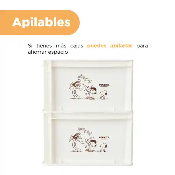 Organizador Pequeño Apilable Sin Tapa Serie Snoopy Blanco Miniso