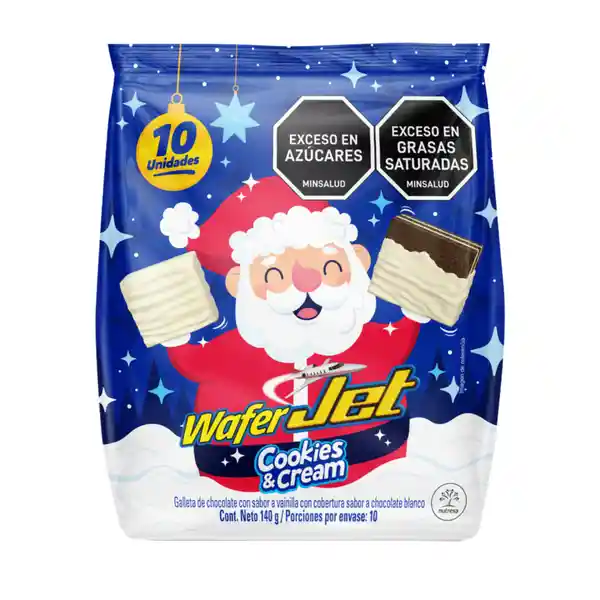 Jet Golosina Wafer Cuadrada Cookies & Cream 14 g x 10 Und