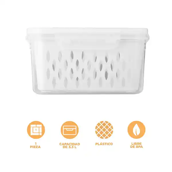Contenedor Para Alimentos Con Cesta de Drenaje 33 L Miniso