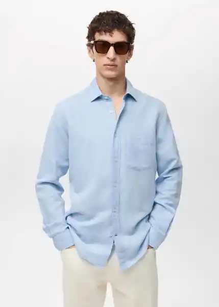 Camisa Avispa Celeste Talla L Hombre Mango