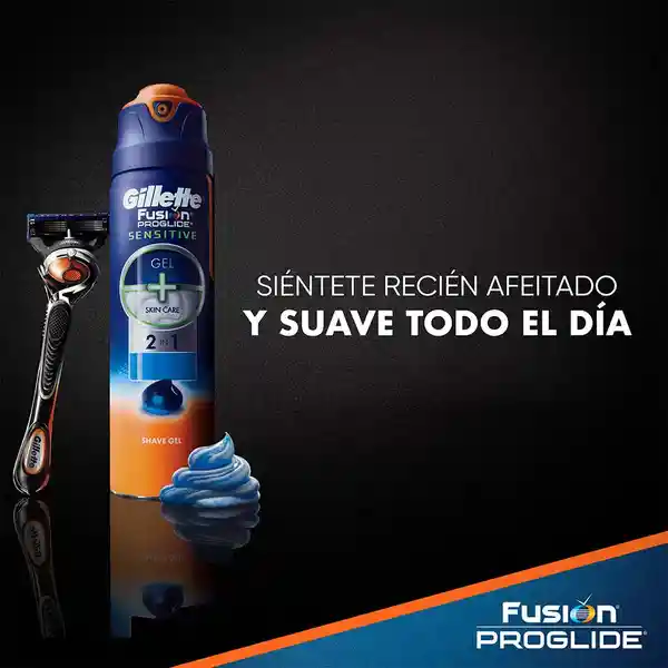 GILLETTE Fusion Proglide Gel de Afeitar 2 en 1 para Barba de 200mL Hidrata y Reduce la Irritación al Afeitarte con Máquina de Afeitar para Hombre