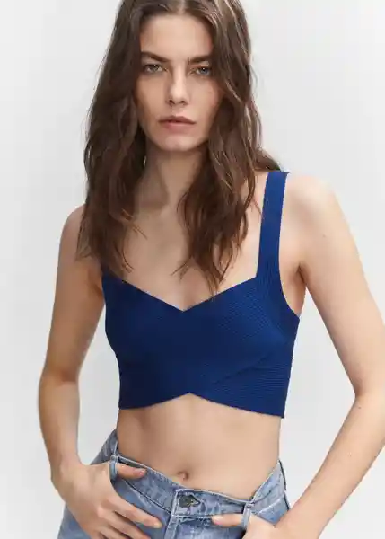 Top Eva Azul Talla L Mujer Mango