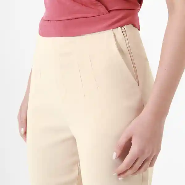 Pantalón Tiro Medio Bota Recta Beige Talla 10 - 712842