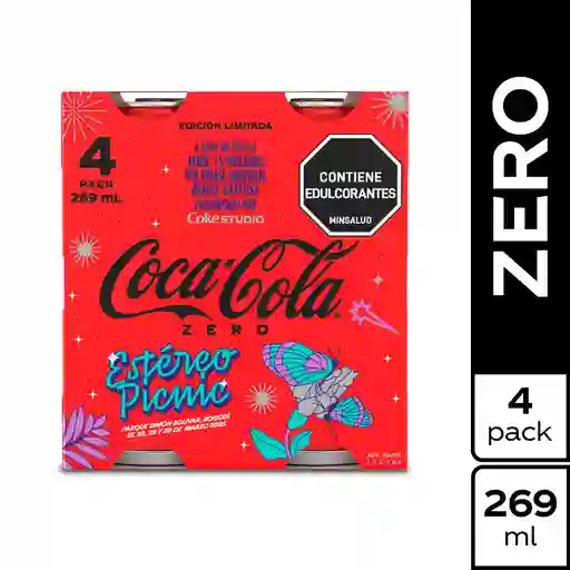 Gaseosa Coca Cola Zero Estereo Picnic 4 und x 269 ml