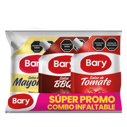 Salsas Bary Mayonesa; BBQ y tomate 200 gr Tripack