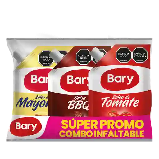 Salsas Bary Mayonesa; BBQ y tomate 200 gr Tripack