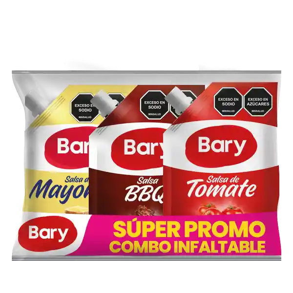 Salsas Bary Mayonesa; BBQ y tomate 200 gr Tripack