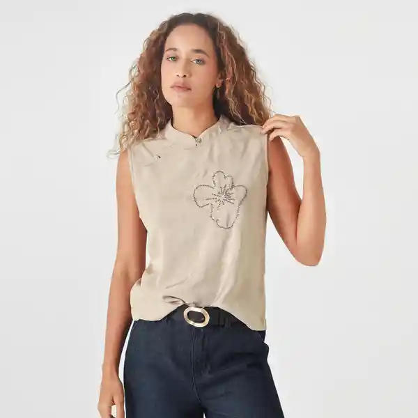 Blusa Cuello Neru Manga Sisa Café Talla S 727280