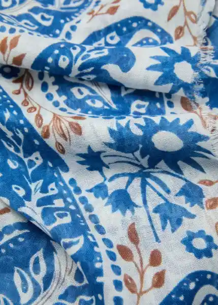 Fular Paisley1 Azul Talla 99 Mujer Mango