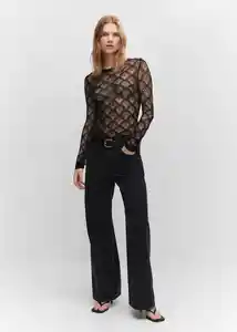 Camiseta Saona Negro Talla S Mujer Mango