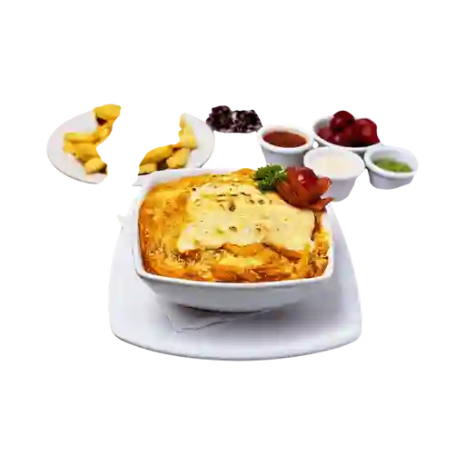 Espaguetis con Pollo Gratinado