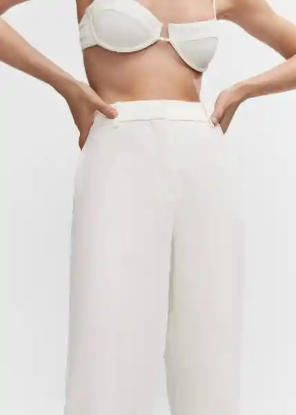 Pantalón Boxy Off White Talla 32 Mujer Mango