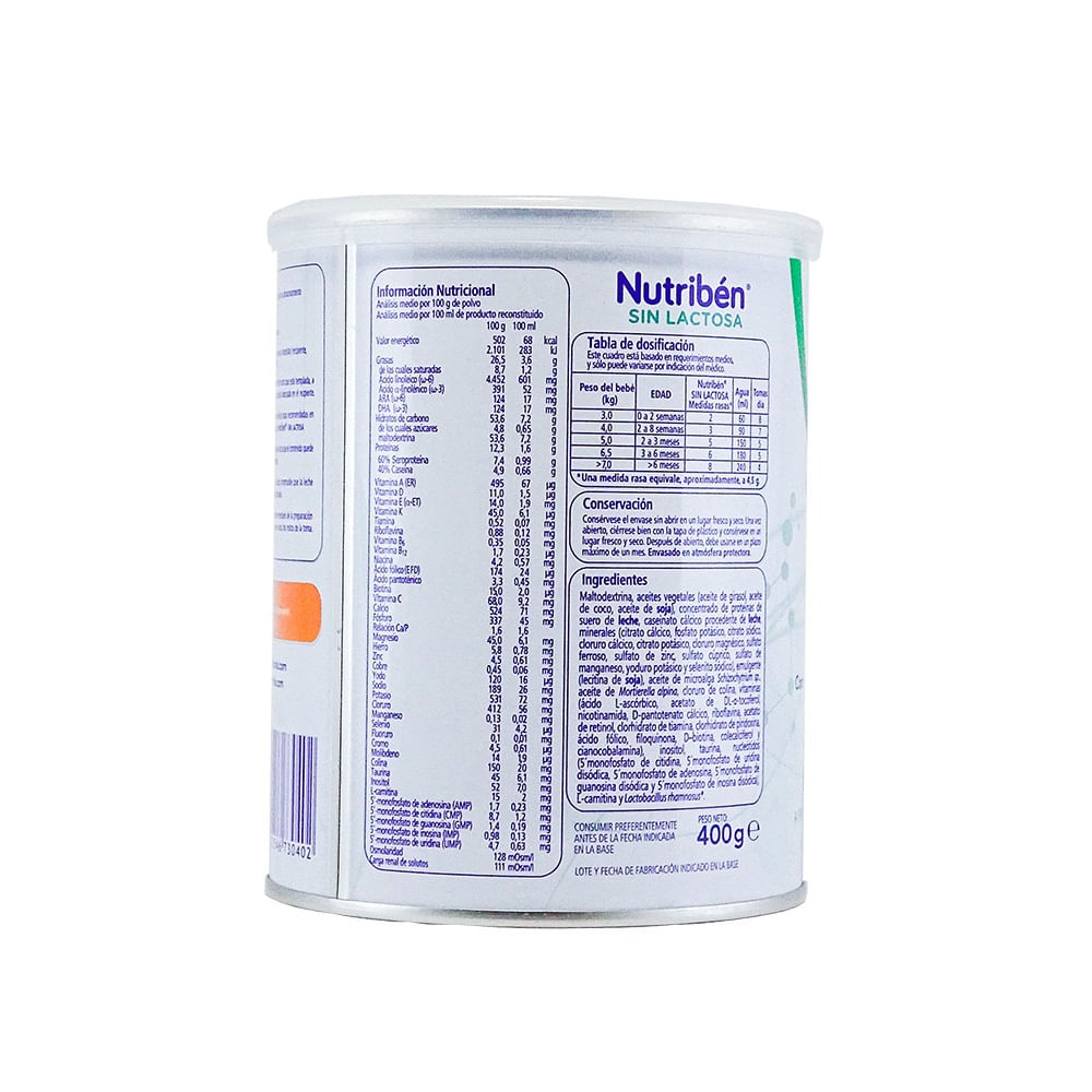 Nutriben S/Lacto Fórmula sin Lactosa en Polvo para Lactantes Precio - Rappi