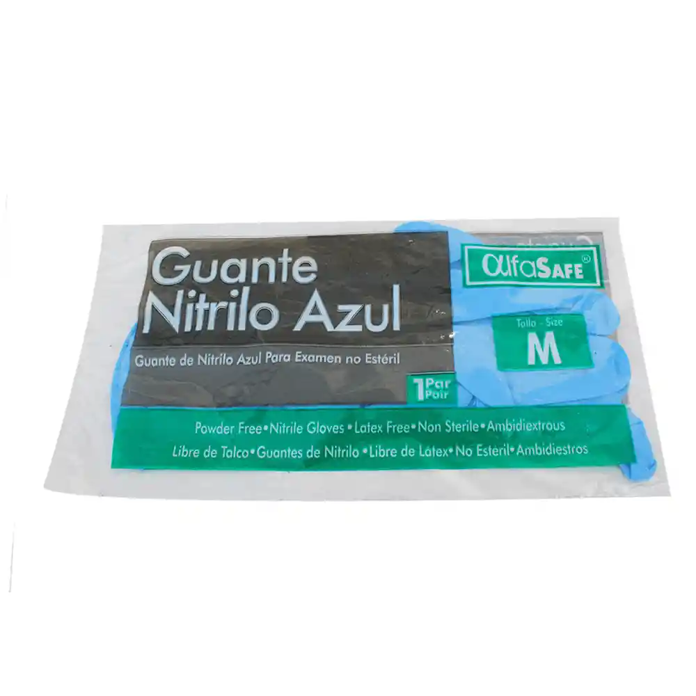 Alfa Safe Guantes de Nitrilo Color Azul Talla M