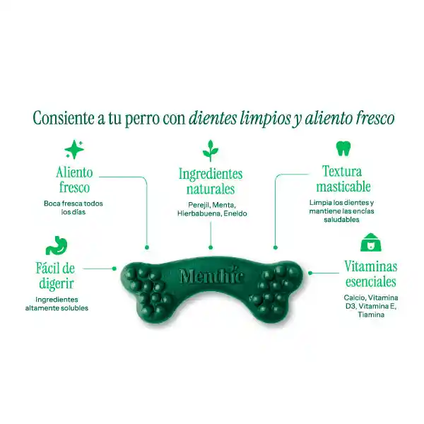  Menthic Huesos Talla S. Snacks Dentales x 9 unidades (79 gr)