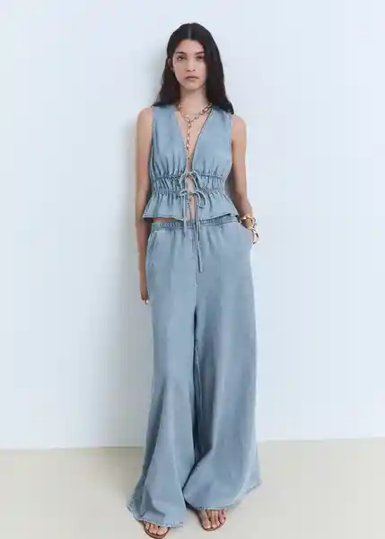 Top Siros Tejano Claro Talla M Mujer Mango