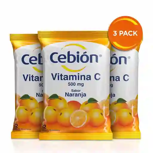 Cebión tabletas Masticables de Vitamina C sabor a Naranja por 36 unidades