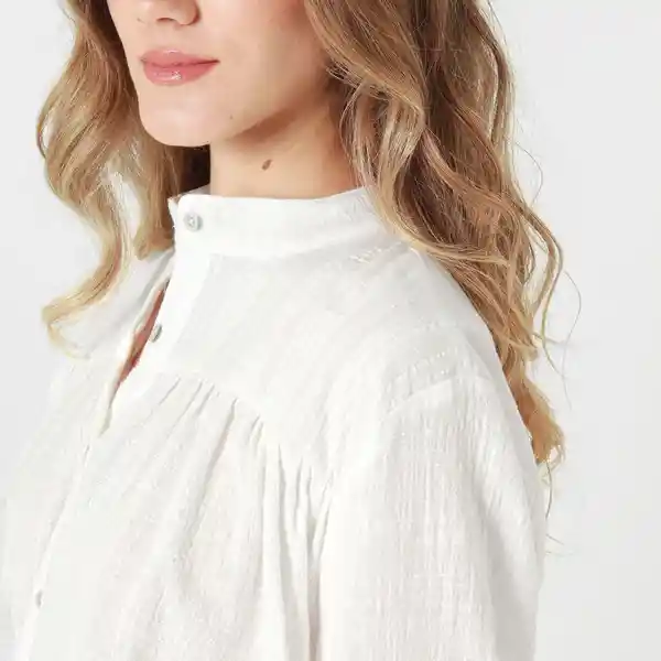 Blusa Cuello Neru Manga Larga Blanco Talla S 718912