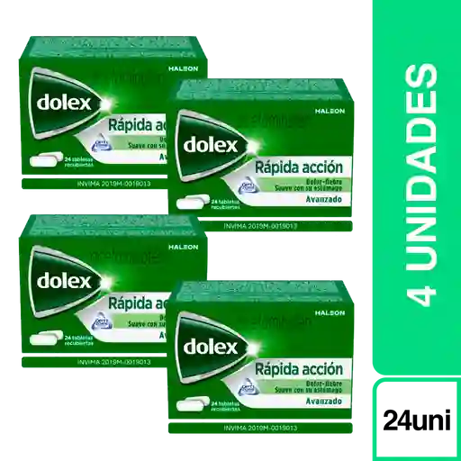 4 x Dolex Rapida Accion Acetaminofen (500 mg)