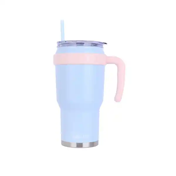 Vaso de Doble Pared Con Pitillo y Asa Azul 1240 mL Miniso