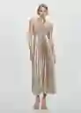 Vestido Anis Plata Talla S Mujer Mango