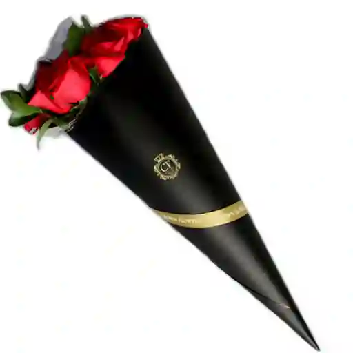 Bouquet 12 Rosas Luxury Roses in a Cone Negro