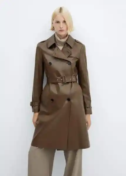 Abrigo Trench Polanapu Marrón Talla S Mujer Mango