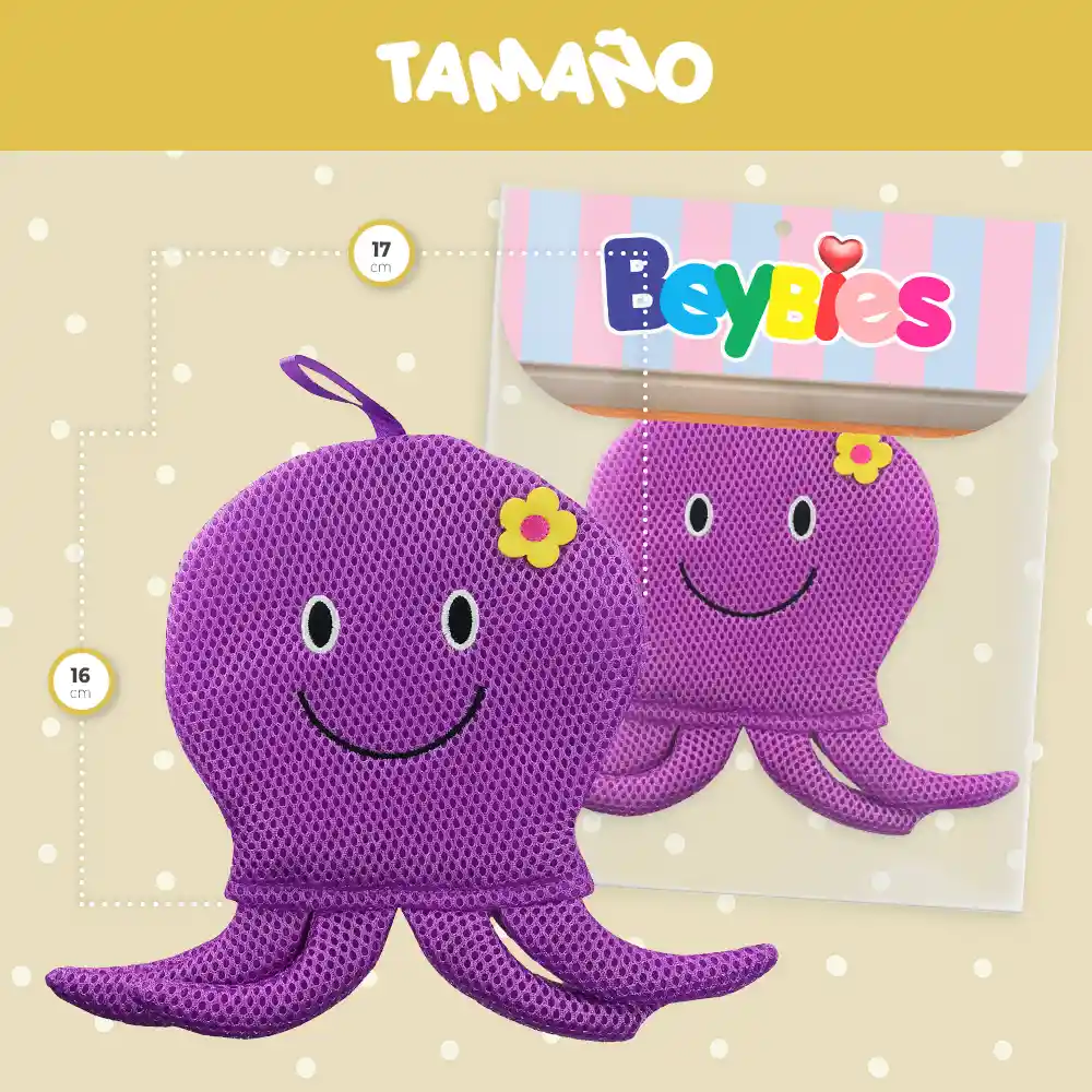 Beybies Guante Esponja Baño Bebé Pulpo
