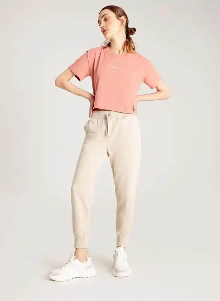 Pantalon Largo Tipo Jogger Muj M - Habano
