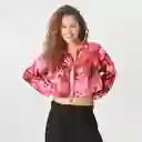 Blusa Crop Cuello Camisero Manga Larga Multicolor Talla M 718998