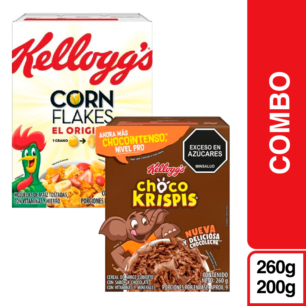 Combo Kelloggs Cereal Choco Krispis 260g + Kelloggs Cereal Corn