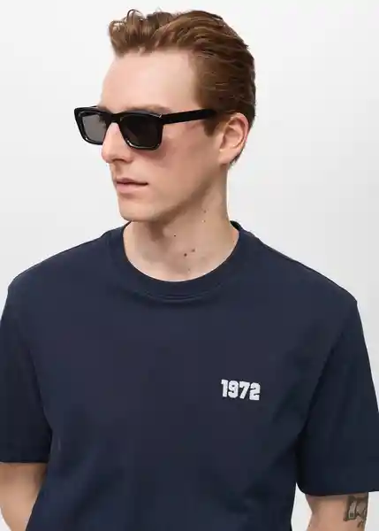 Camiseta Mvpna Navy Talla L Hombre Mango