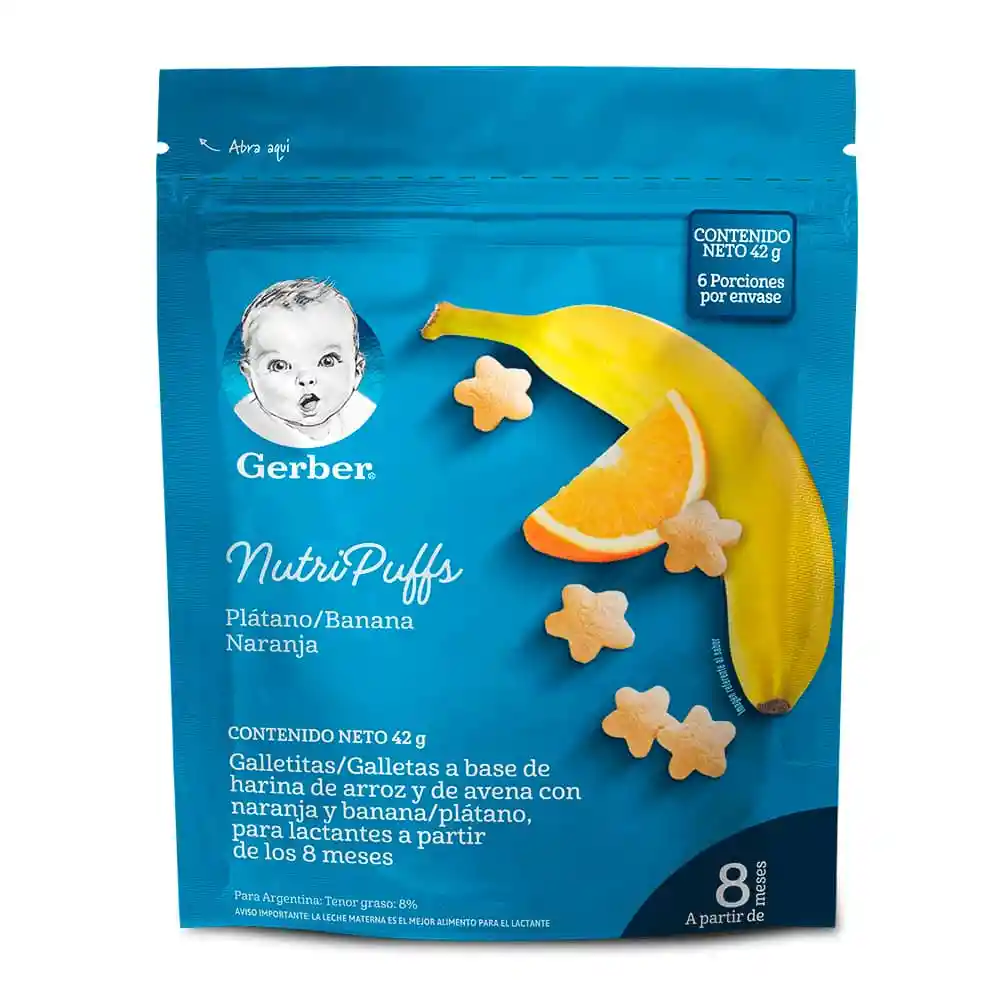 Snack para bebés GERBER Nutripuffs Banana Naranja Bolsa x 42g