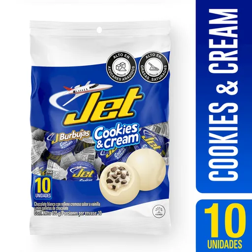 Jet Burbujas de Chocolate Blanco Sabor Cookies & Cream
