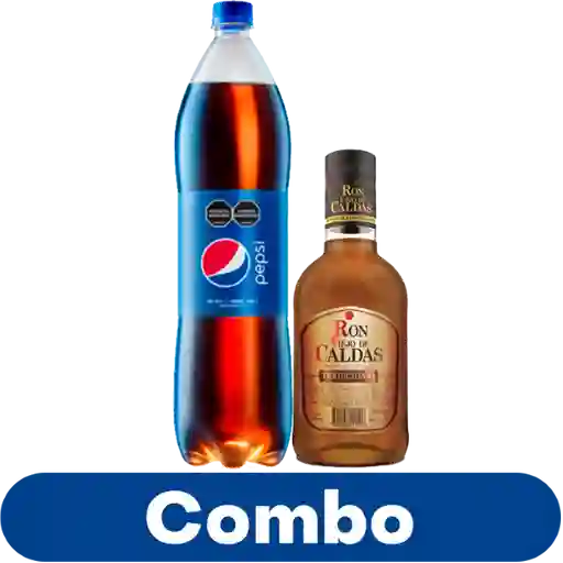 Combo Gaseosa Pepsi 1.5 L x 2 Und + Ron Viejo de Caldas