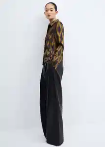 Camisa Rombi Negro Talla S Mujer Mango