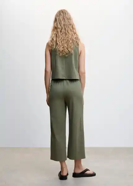 Pantalón Cintia Khaki Talla 18 Mujer Mango