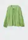 Blusa Plis Verde Talla L Mujer Mango