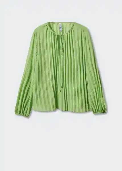 Blusa Plis Verde Talla L Mujer Mango