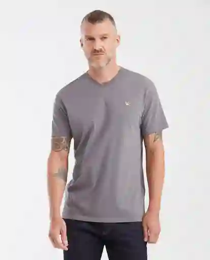 Camiseta V Neck Masculino Gris Fierro Oscuro Talla S Chevignon