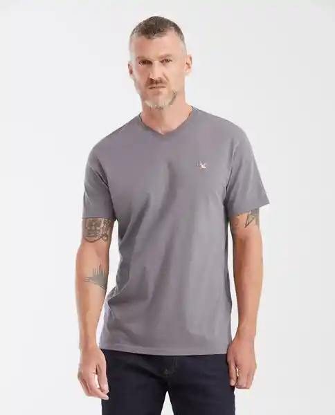 Camiseta V Neck Masculino Gris Fierro Oscuro Talla S Chevignon