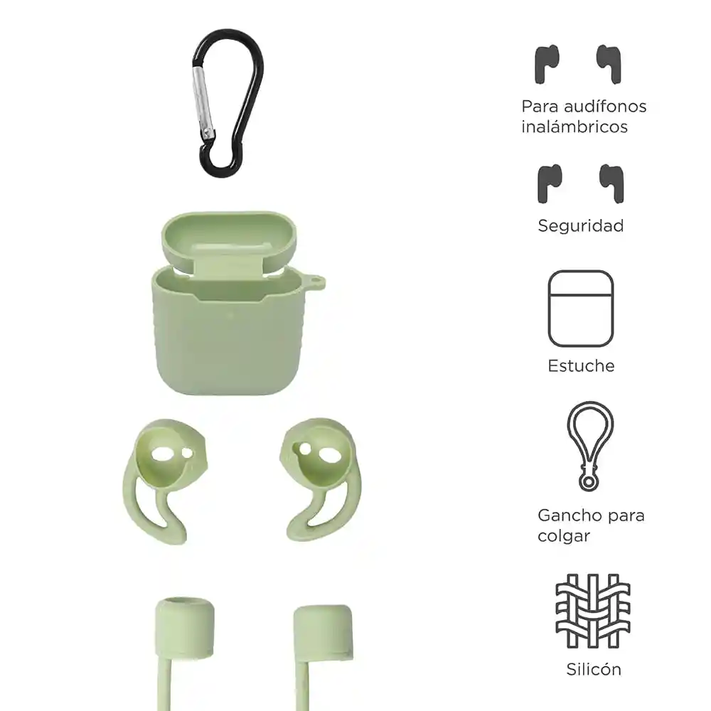 Miniso Kit de Accesorios Para Airpods Estuche Protector Verde