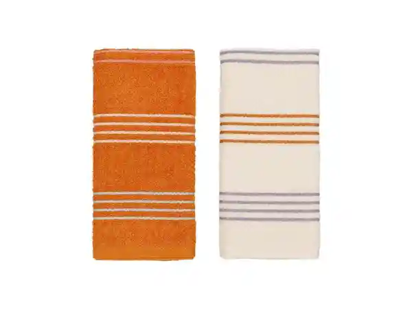 Set Paño Cocina Terry Blanco y Naranja Casaideas