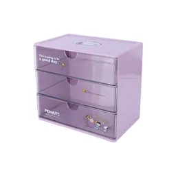 Organizador de Plástico Con Cajones Snoopy Morado Miniso